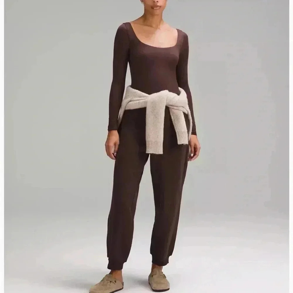 Lululemon Bodysuit Brown Nulu Square Neck Open Back Long Sleeve NWT Size 1X